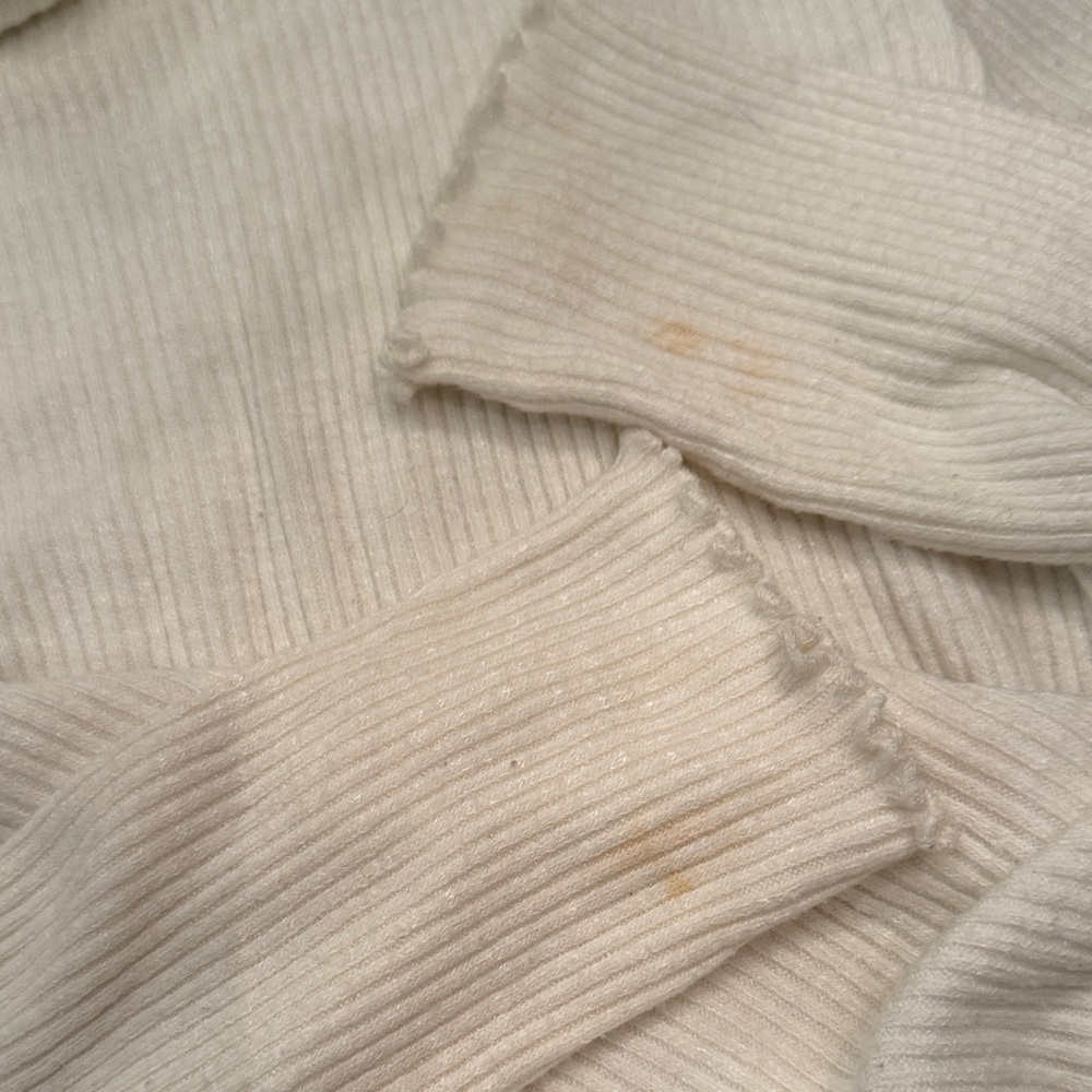 J. Crew Cream Ribbed Long Sleeve Top with Gold Buttons - Picture 7 of 8